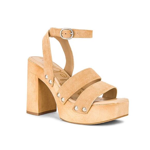 Sam Edelman Rosalind Platform BLOCK Heel Sandal Sesame Suede I0310L32 Size 10 - Picture 1 of 7